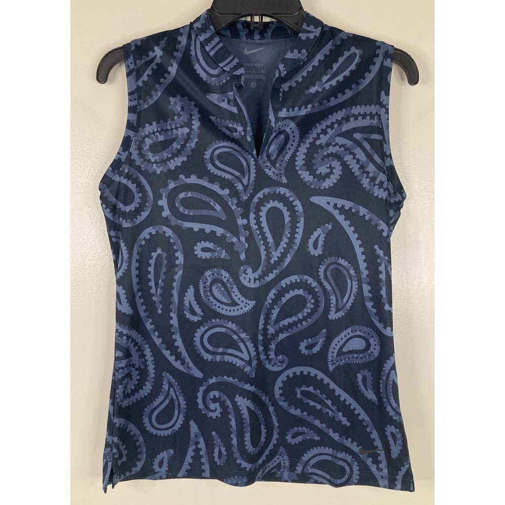 Nike Victory‎ Golf Polo Shirt DH1975-451 Obsidian Women's Small Paisley Pattern